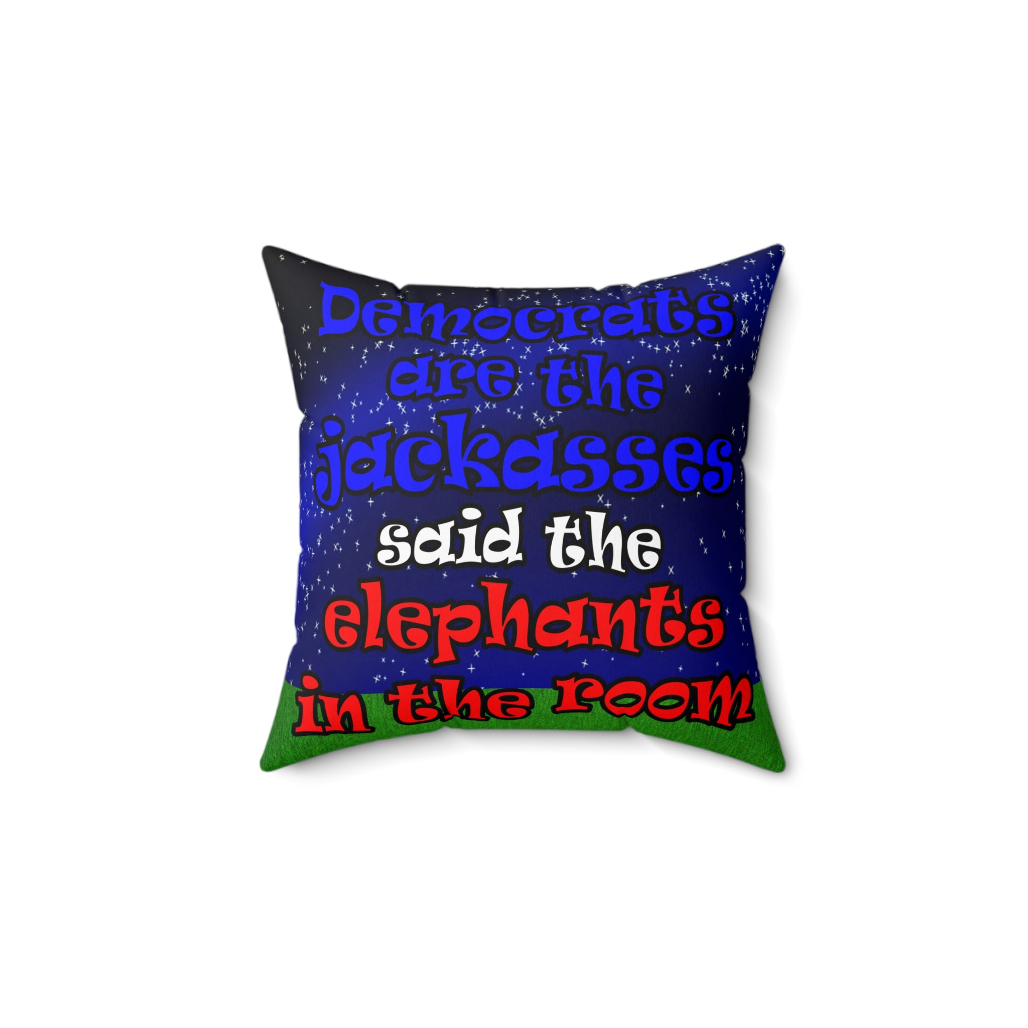 donkeys and elephants - Spun Polyester Square Pillow - ('snoops' background)