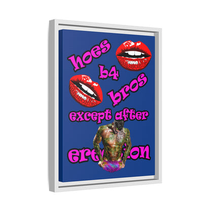 hoes b4 bros - framed canvas art (dark blue)