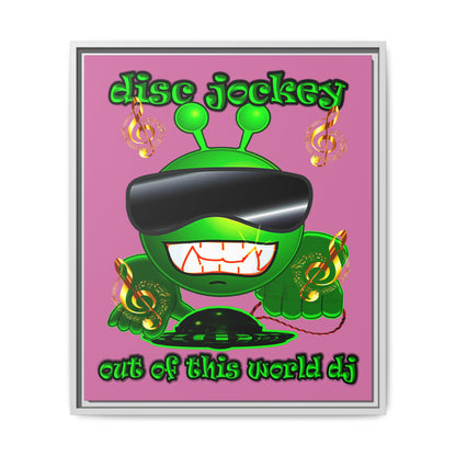 disc jockey - framed canvas art (light pink)