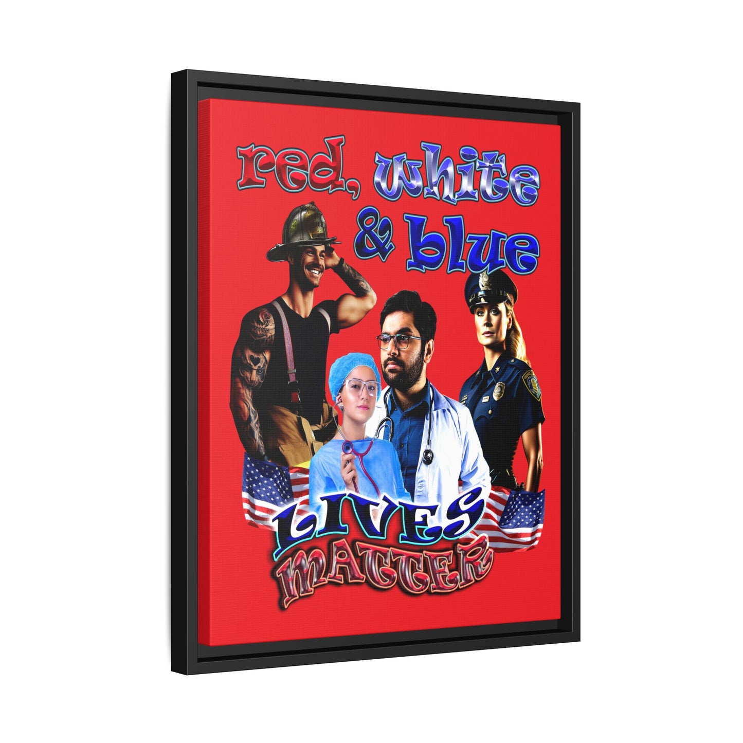 rw&b lives matter - framed canvas art (red)