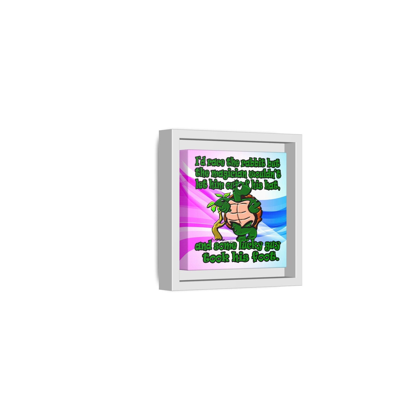 turtle race - framed canvas art (light blue-pink wave)