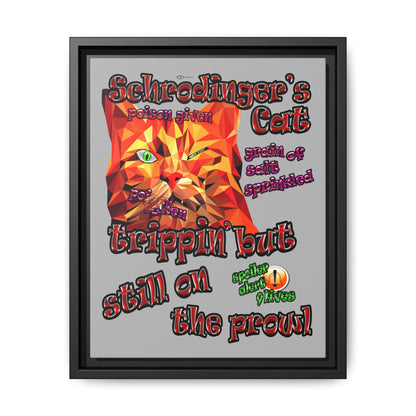 schrodinger's cat - framed canvas art (light grey)