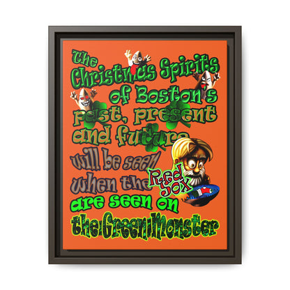 christmas spirits of boston - framed canvas art (orange)