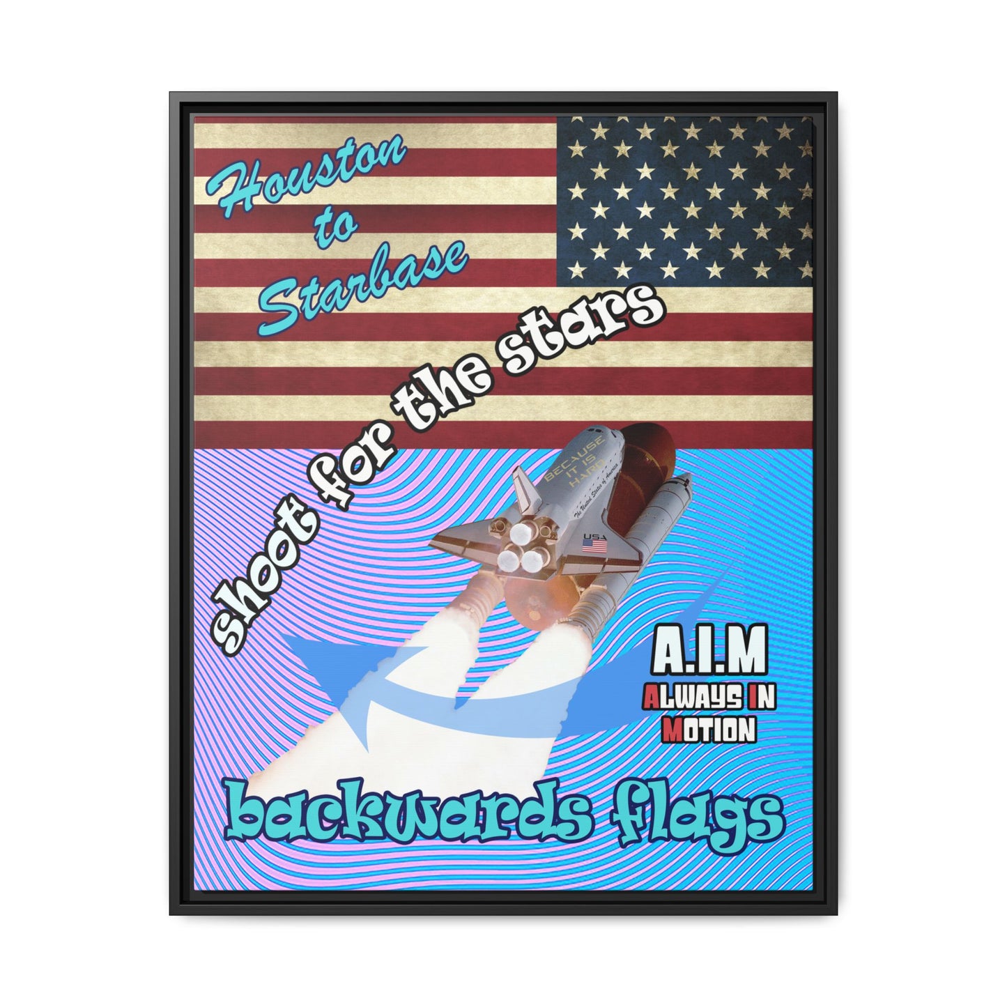 shoot for the stars - framed canvas art (light blue-purple wave)