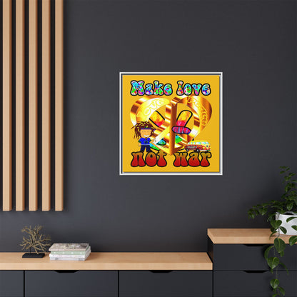 love peace - framed canvas art (yellow)