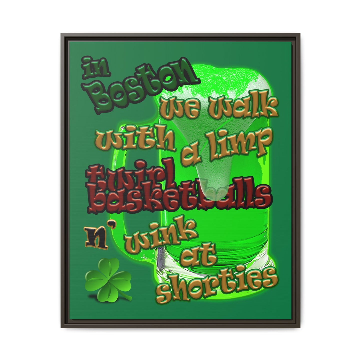 celtics logo - framed canvas art (dark green)