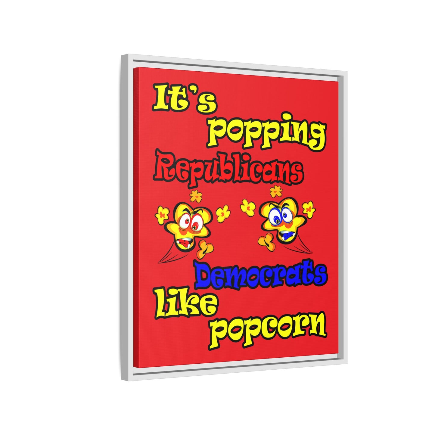 popping like popcorn - framed canvas art (red)
