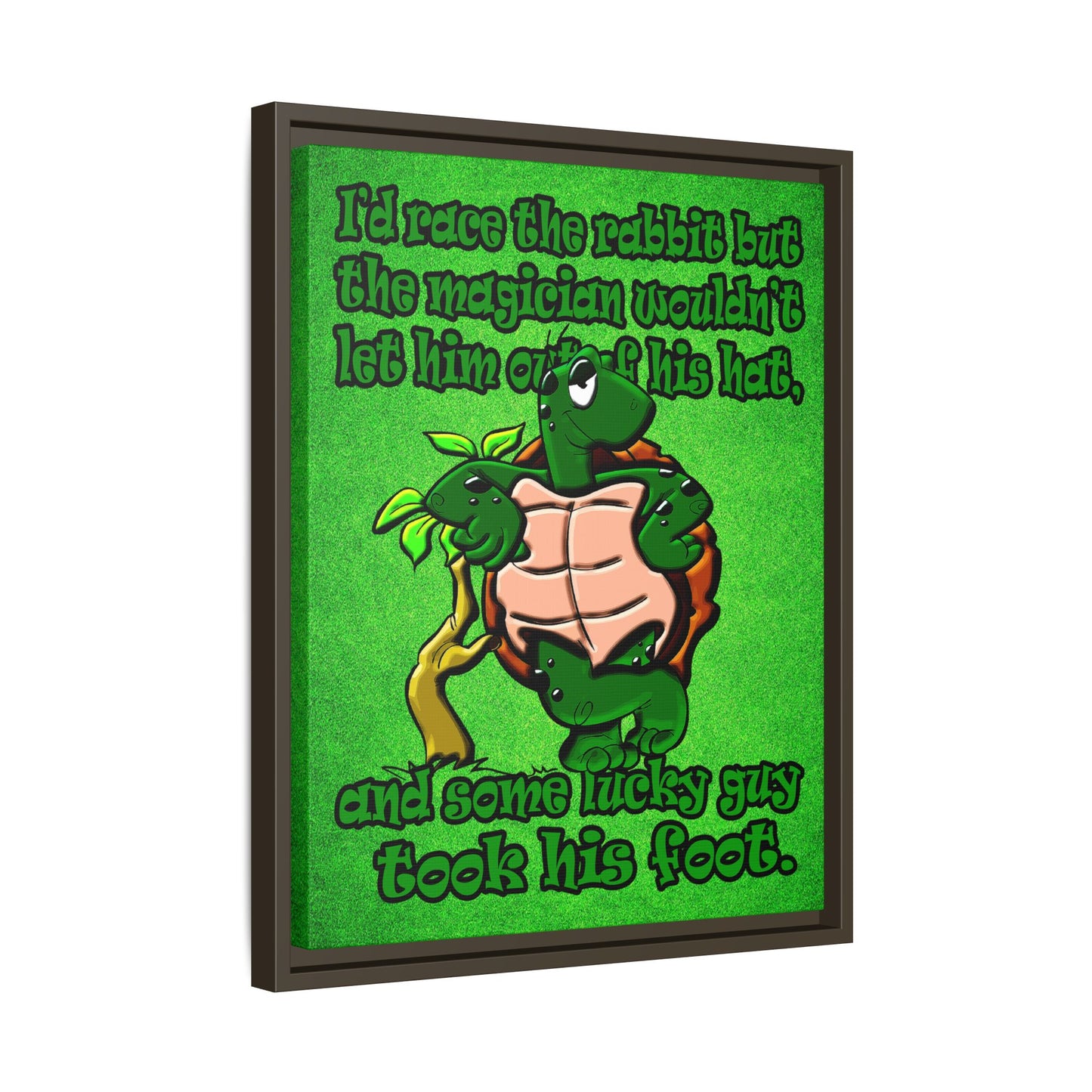 turtle race - framed canvas art (green turf)