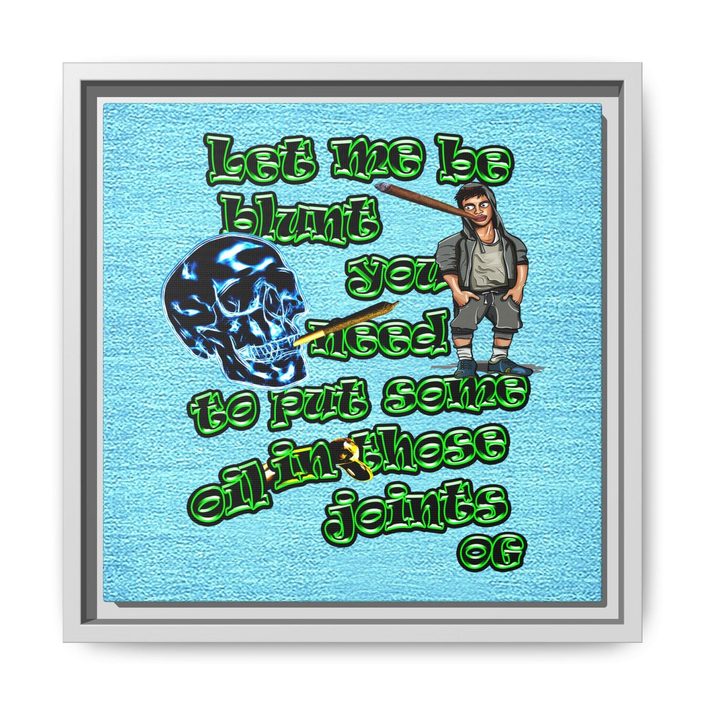 og - framed canvas art (faded blue)