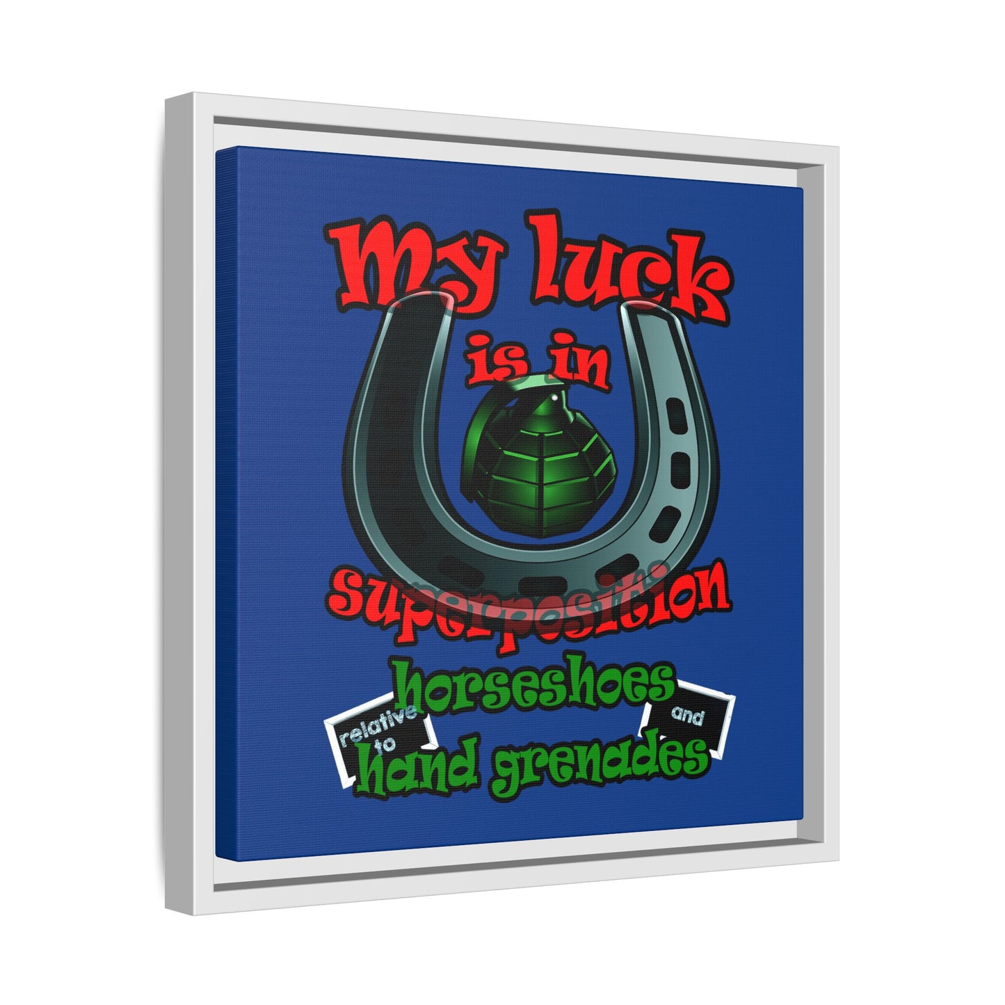 my luck - framed canvas art (dark blue)