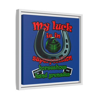 my luck - framed canvas art (dark blue)