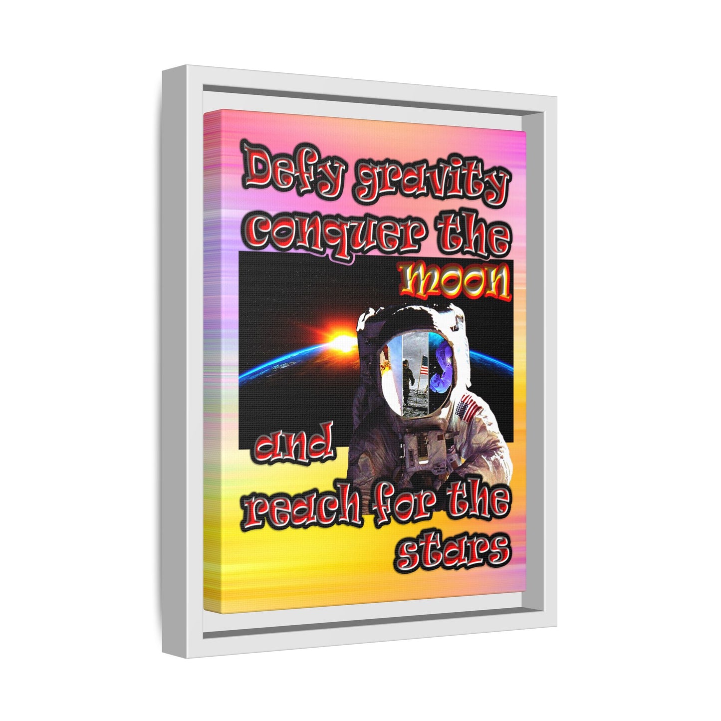 defy conquer reach - framed canvas art (color blur)