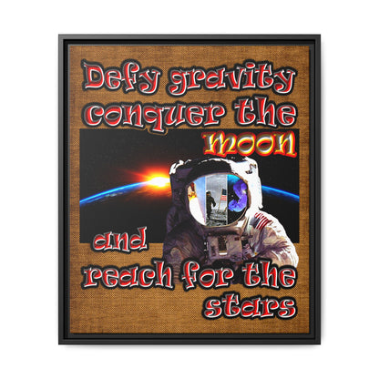 defy conquer reach - framed canvas art (brown papyrus)
