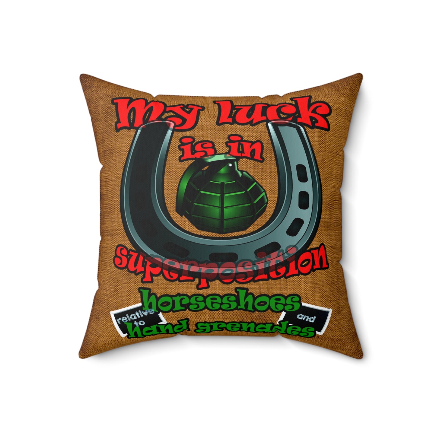 my luck - Spun Polyester Square Pillow - (dichromatic brown papyrus)