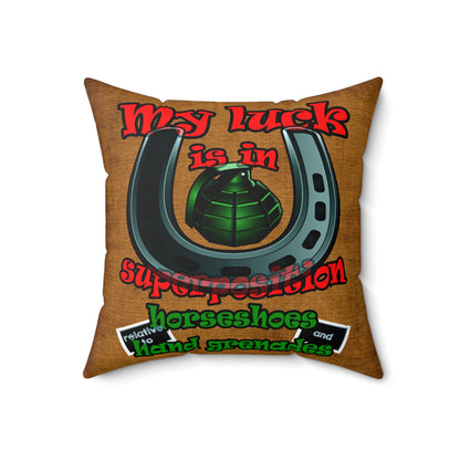 my luck - Spun Polyester Square Pillow - (dichromatic brown papyrus)