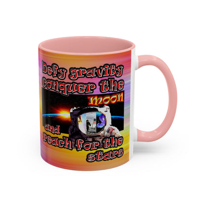 defy conquer reach - Accent Mug (color blur)