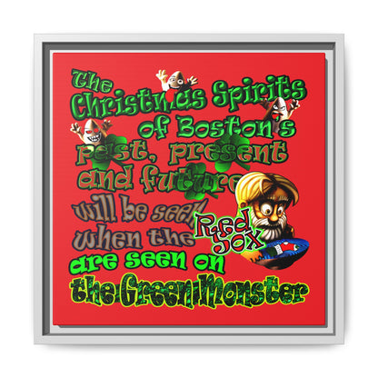 christmas spirits of boston - framed canvas art (red)