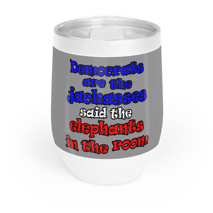 donkeys and elephants - Chill Wine Tumbler (grey)