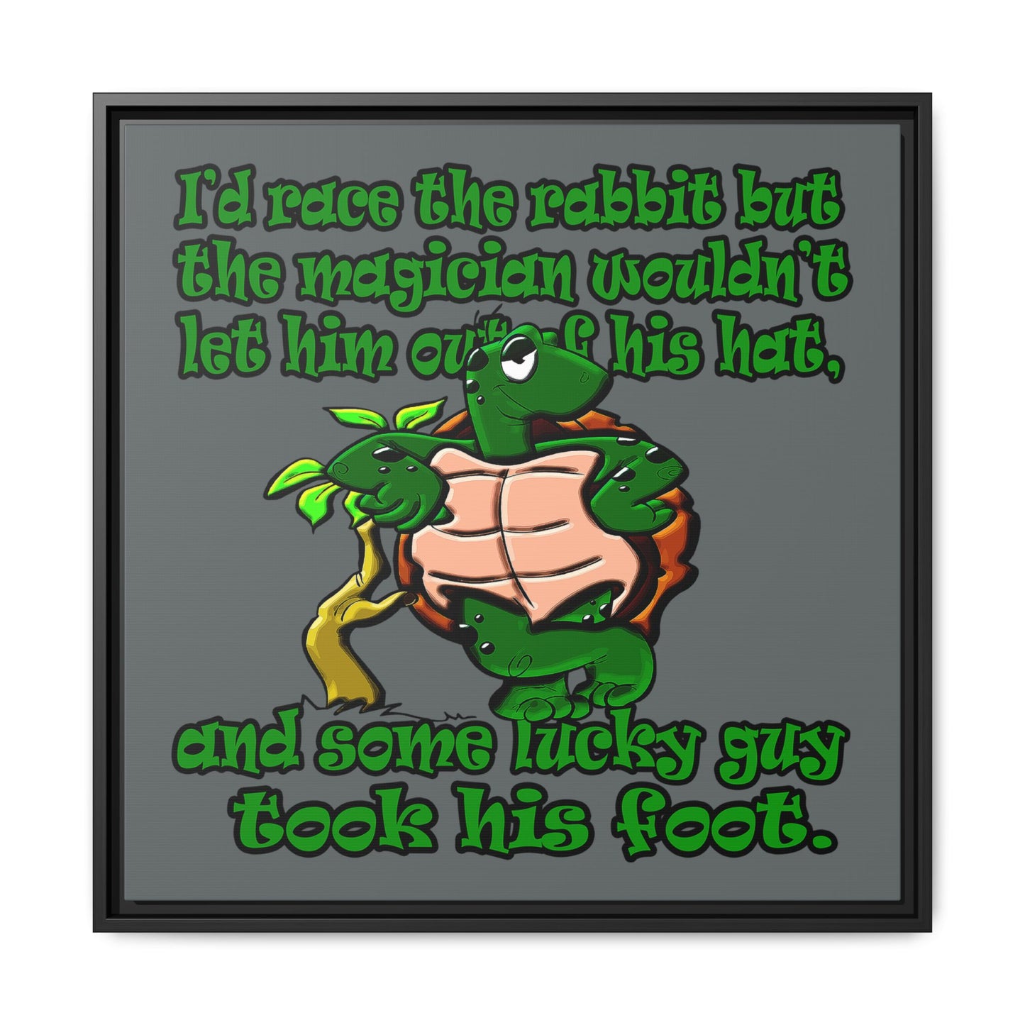 turtle race - framed canvas art (dark grey)