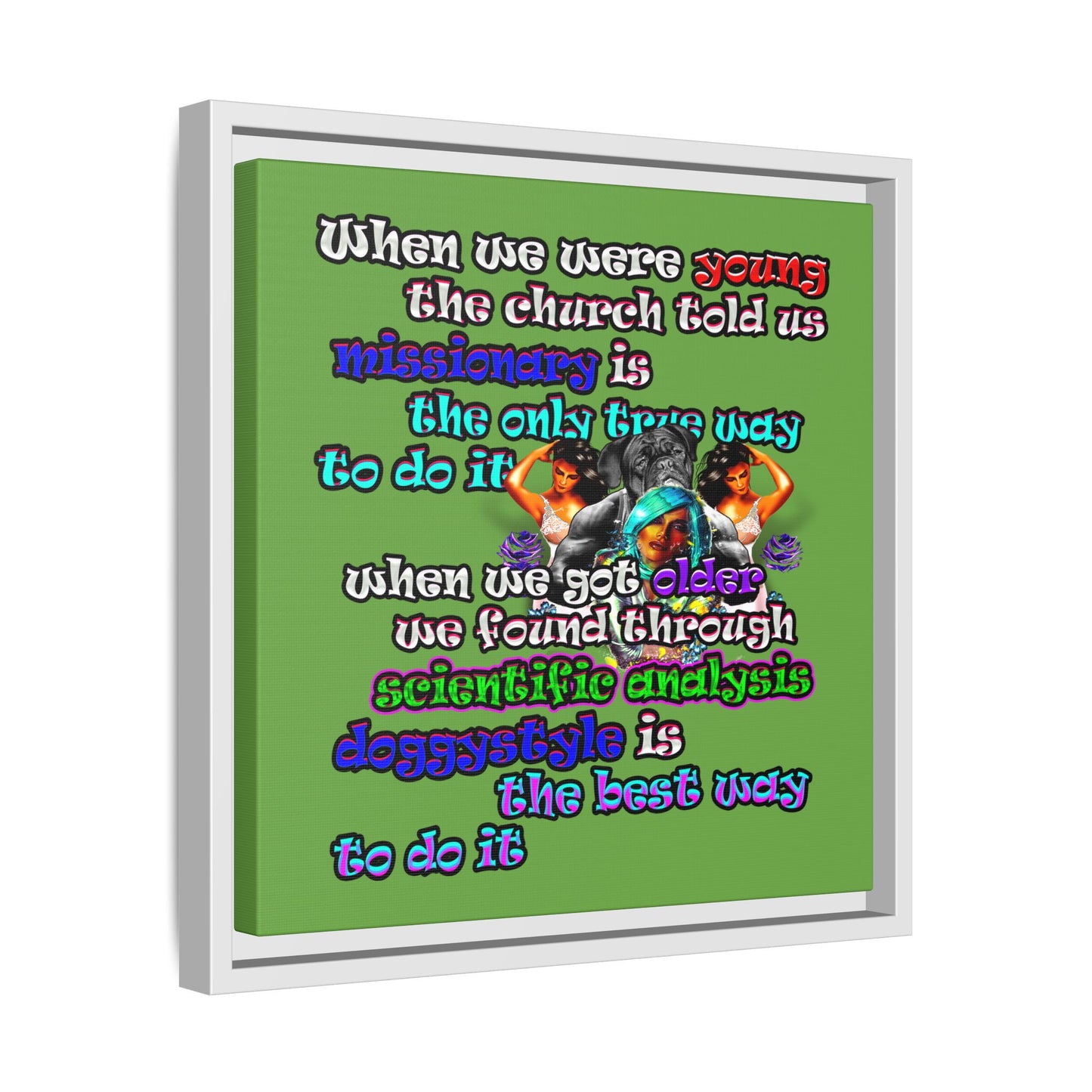 doggystyle - framed canvas art (green)