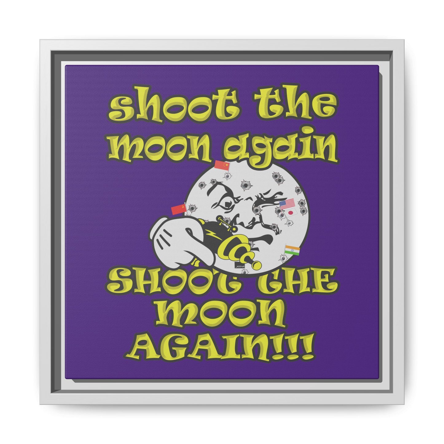 shoot the moon again - framed canvas art (purple)