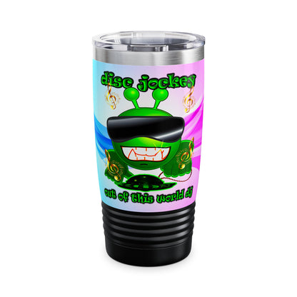 disc jockey - Ringneck Tumbler, 20oz (light blue-pink wave)