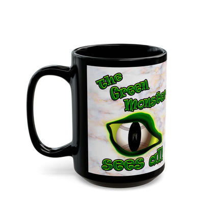 green monster - Black Mug (white marble)