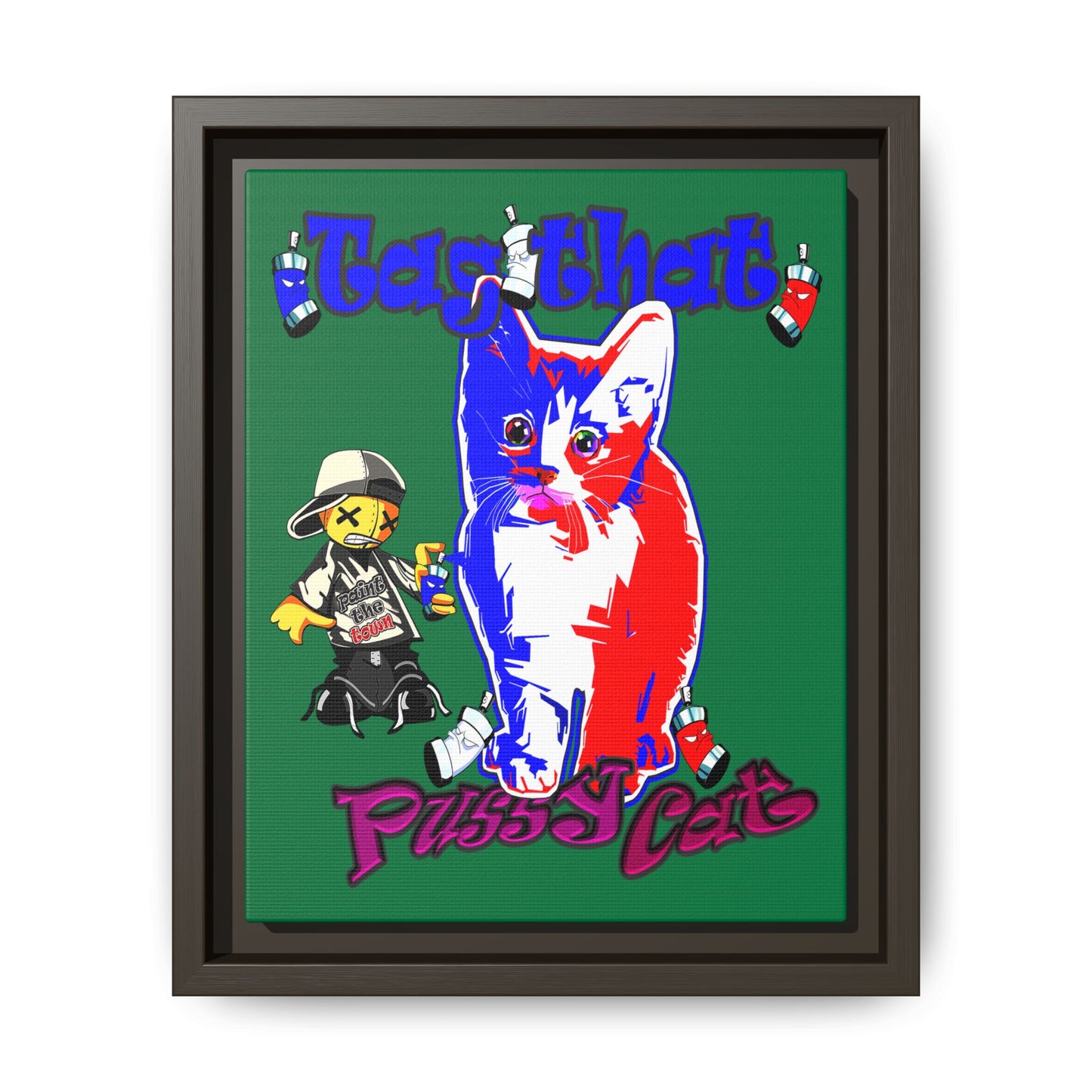 tag that - framed canvas art (dark green)
