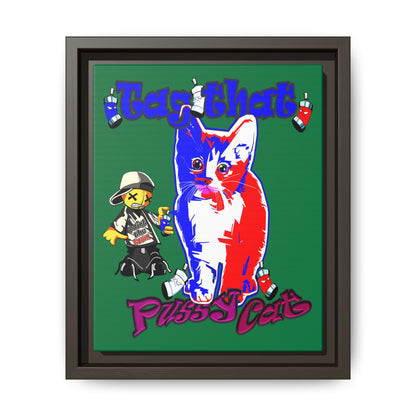 tag that - framed canvas art (dark green)