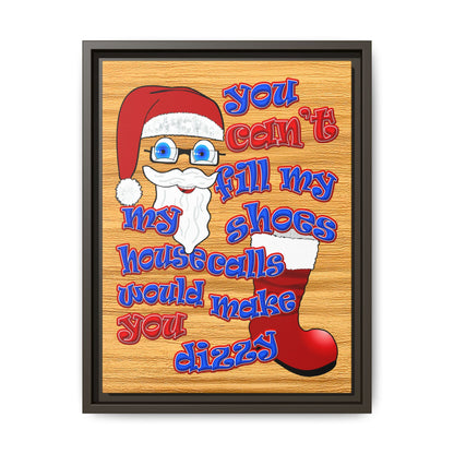 santa's shoes - framed canvas art (butterscotch wood finish)