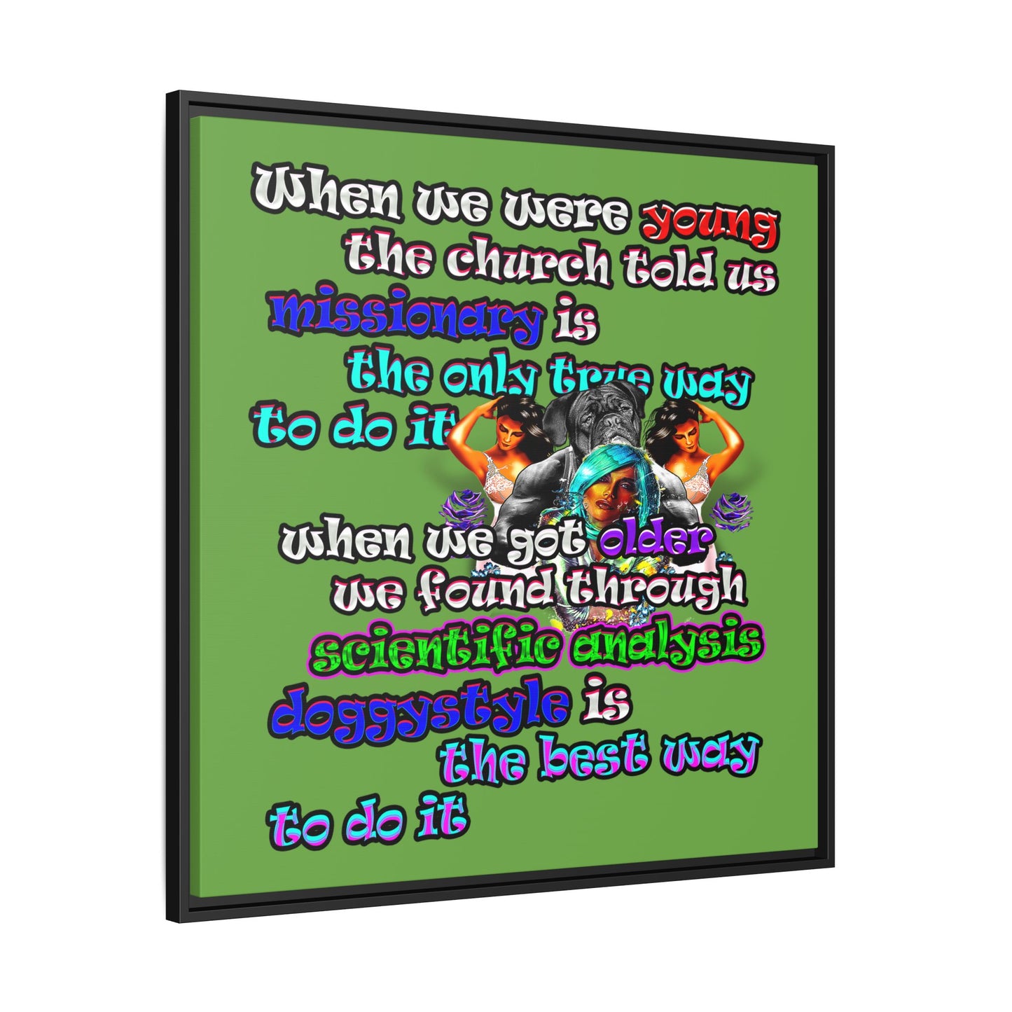 doggystyle - framed canvas art (green)