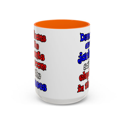 donkeys and elephants - Accent Mug (white)