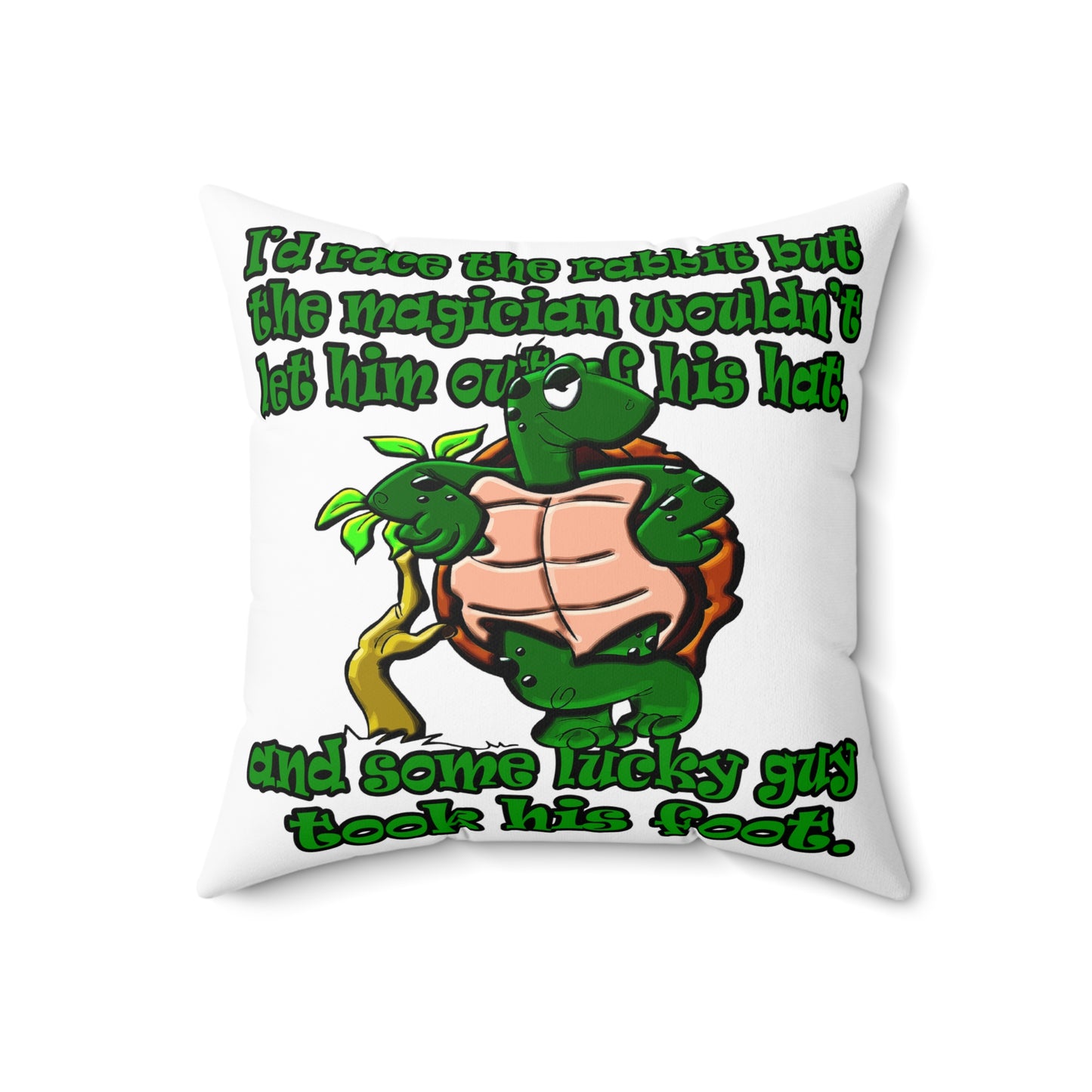 turtle race - Spun Polyester Square Pillow - (white)
