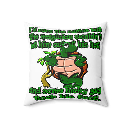 turtle race - Spun Polyester Square Pillow - (white)