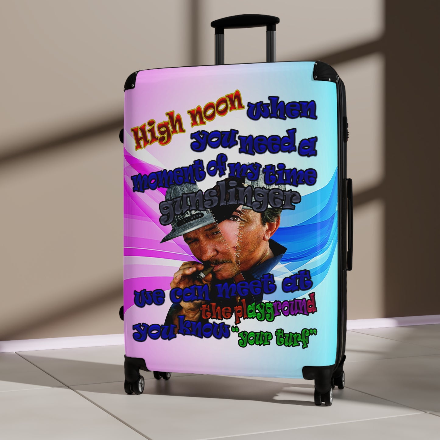 high noon - Suitcase (light blue-pink wave)