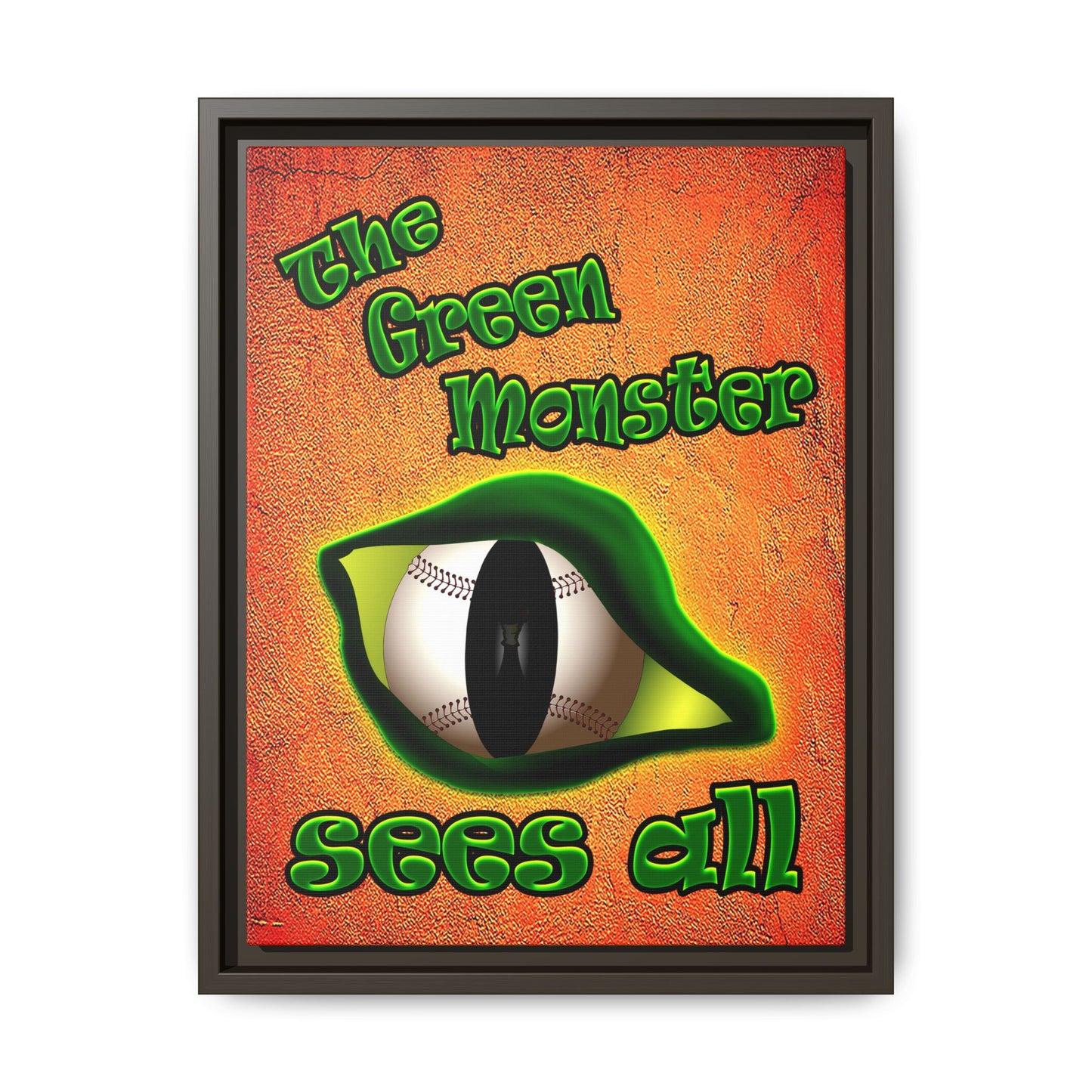 green monster - framed canvas art (burnt orange)