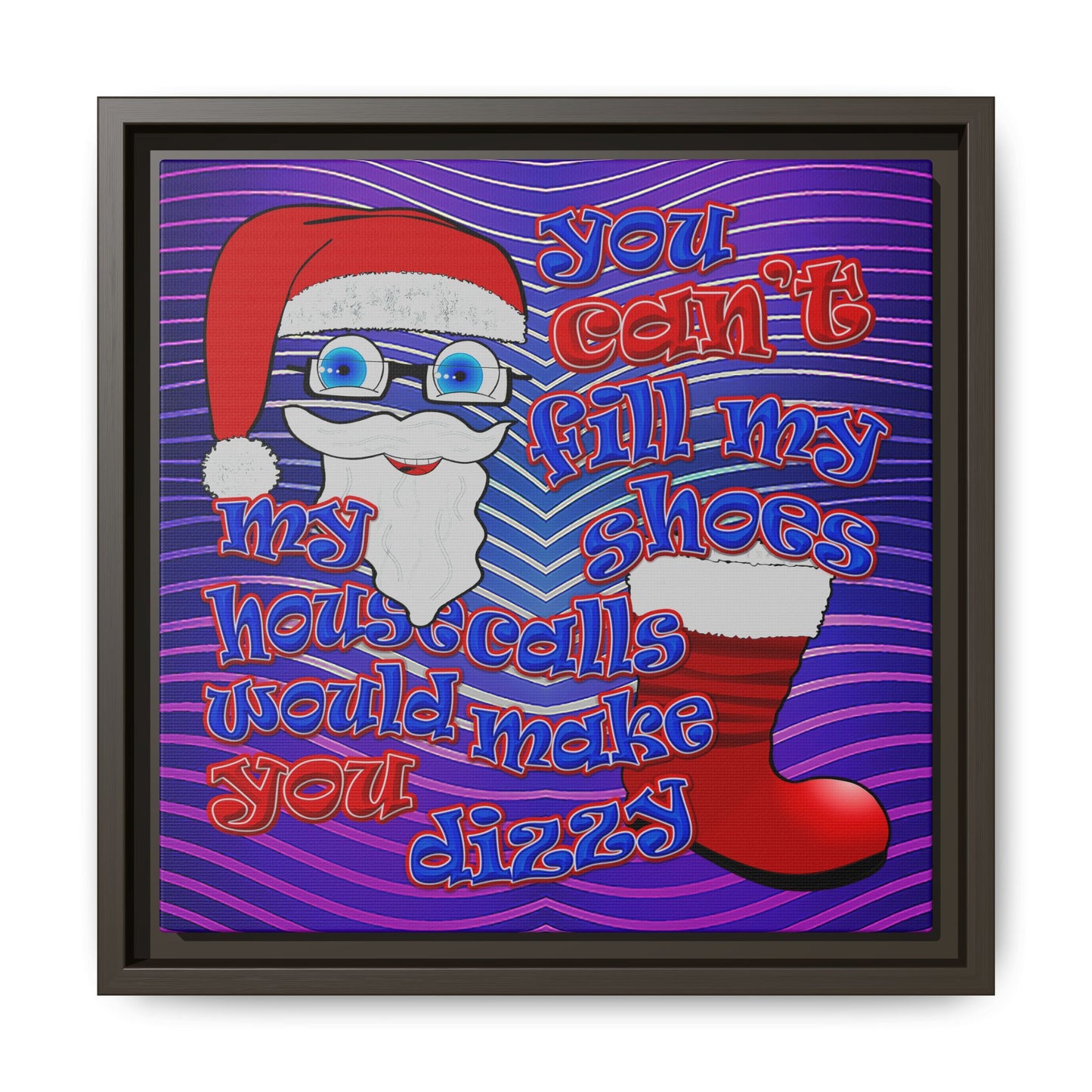 santa's shoes - framed canvas art (purple wave)