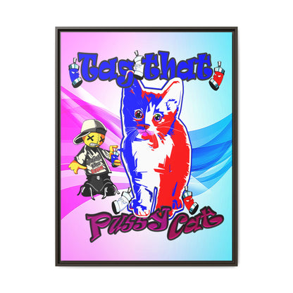 tag that - framed canvas art (light blue-pink wave)
