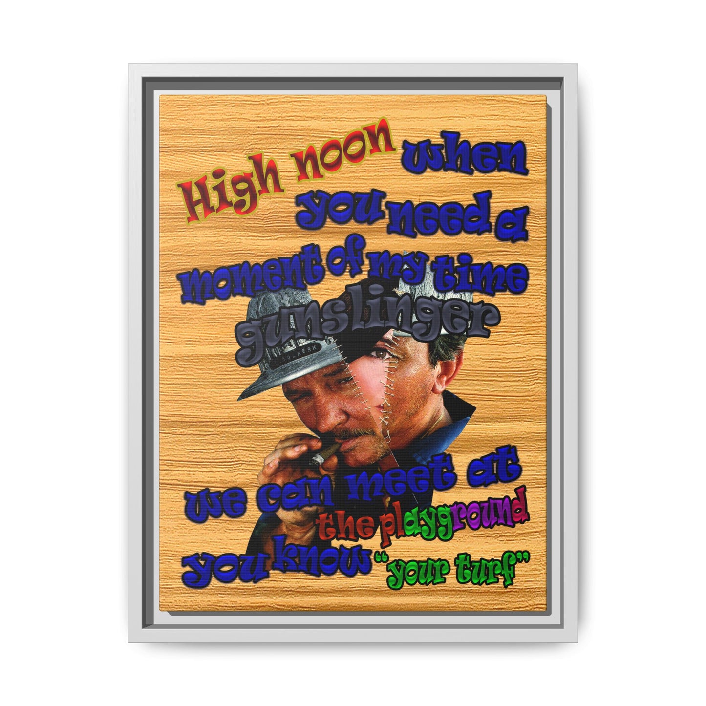 high noon - framed canvas art (butterscotch wood finish)