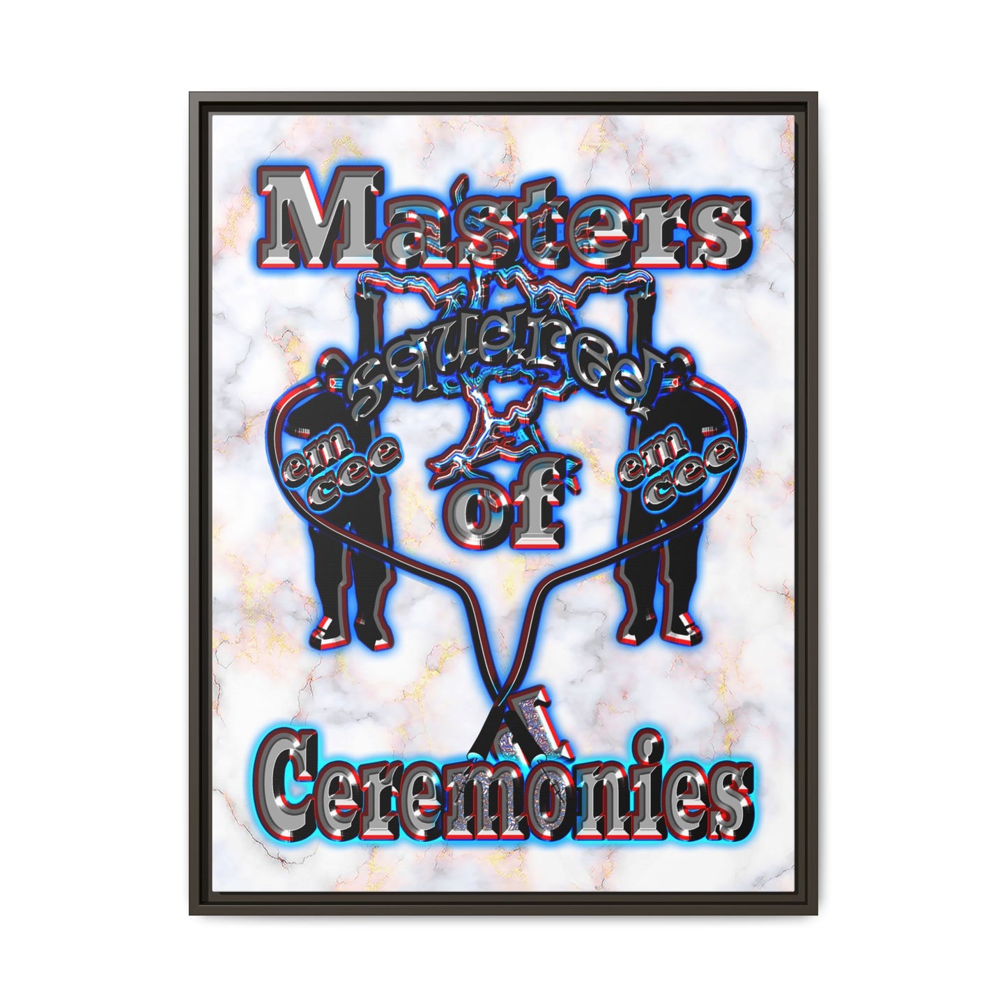 em cee squared - framed canvas art (white marble)