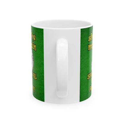 shoot the moon again - White Mug (green turf)