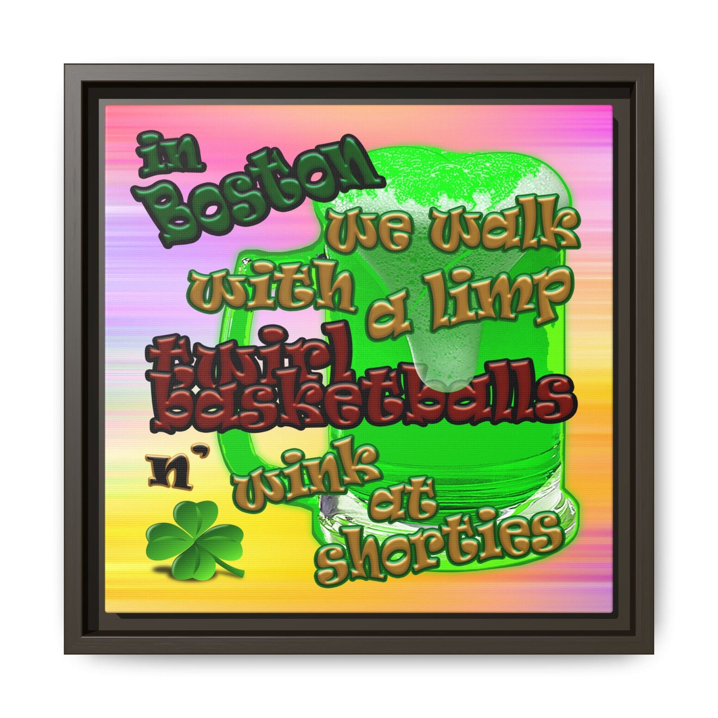 celtics logo - framed canvas art (color blur)