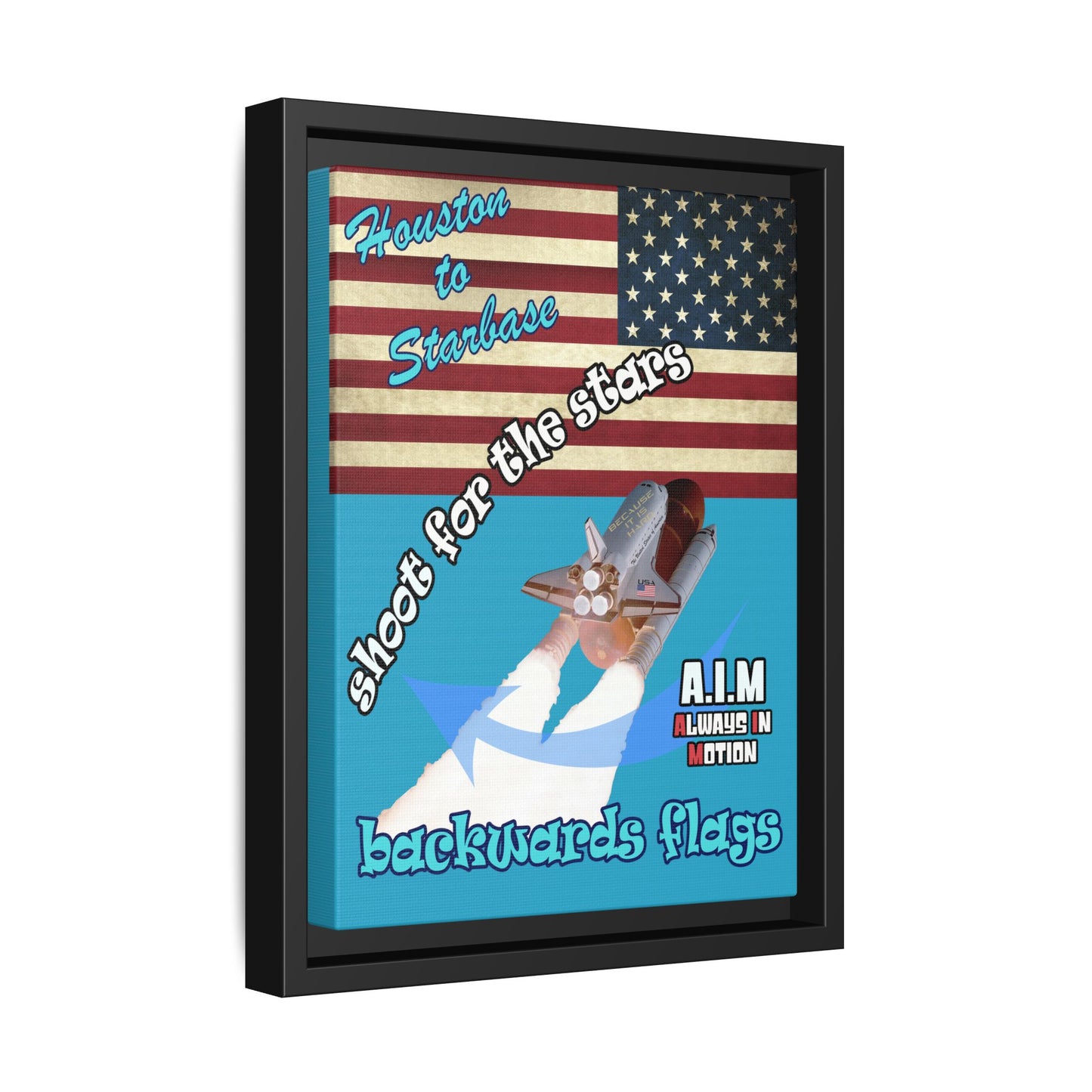 shoot for the stars - framed canvas art (turquoise)