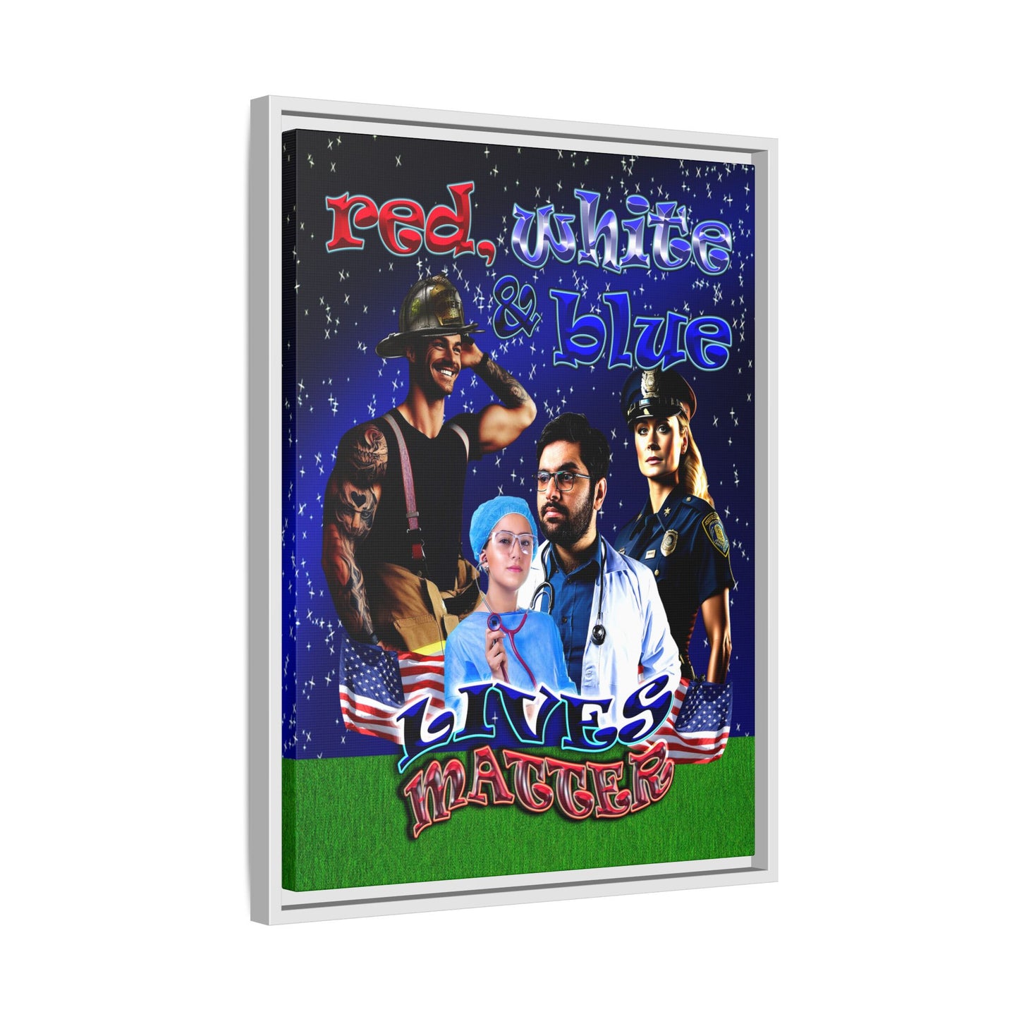rw&b lives matter - framed canvas art ('snoops' background)