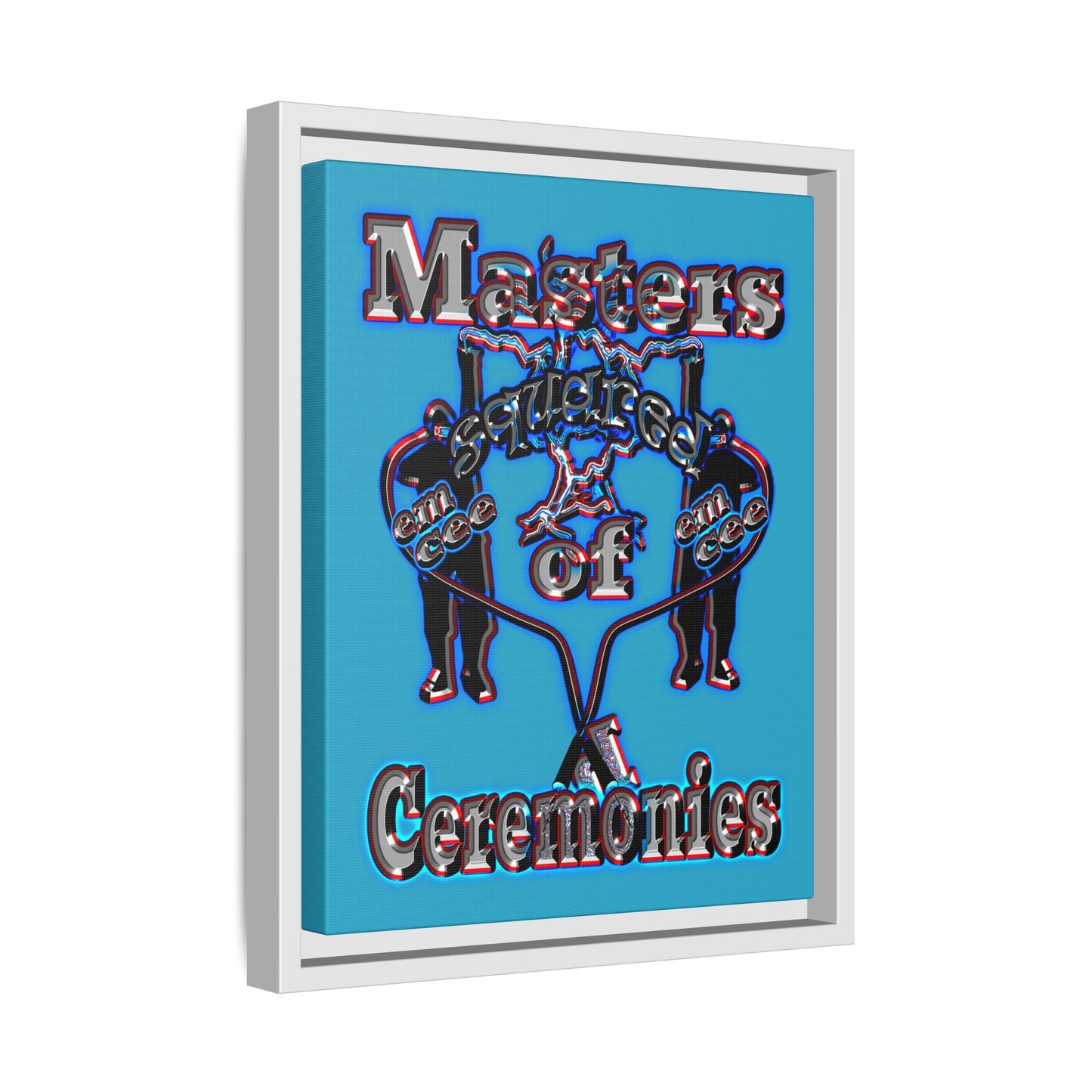 em cee squared - framed canvas art (turquoise)
