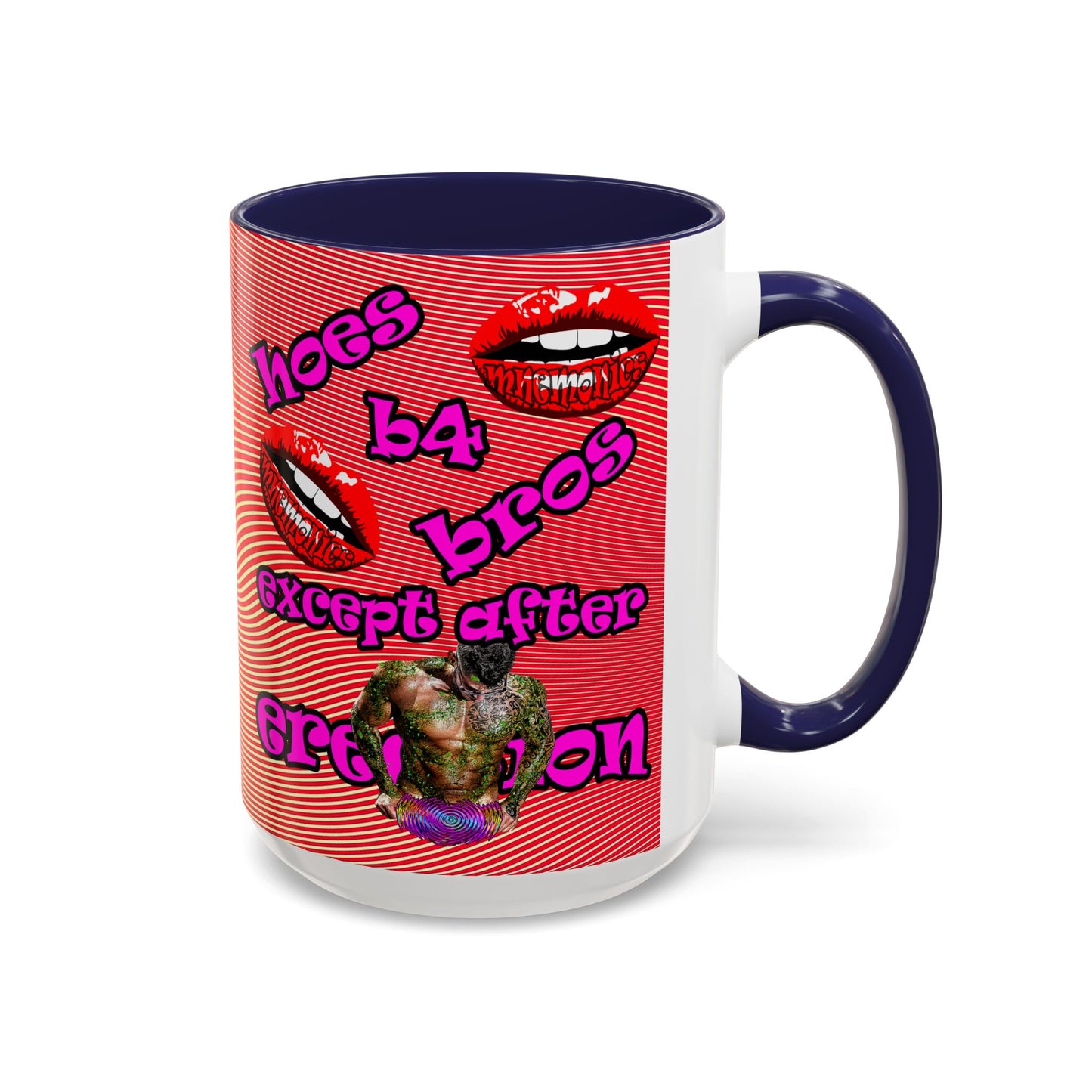 hoes b4 bros - Accent Mug (yellow-orange wave)
