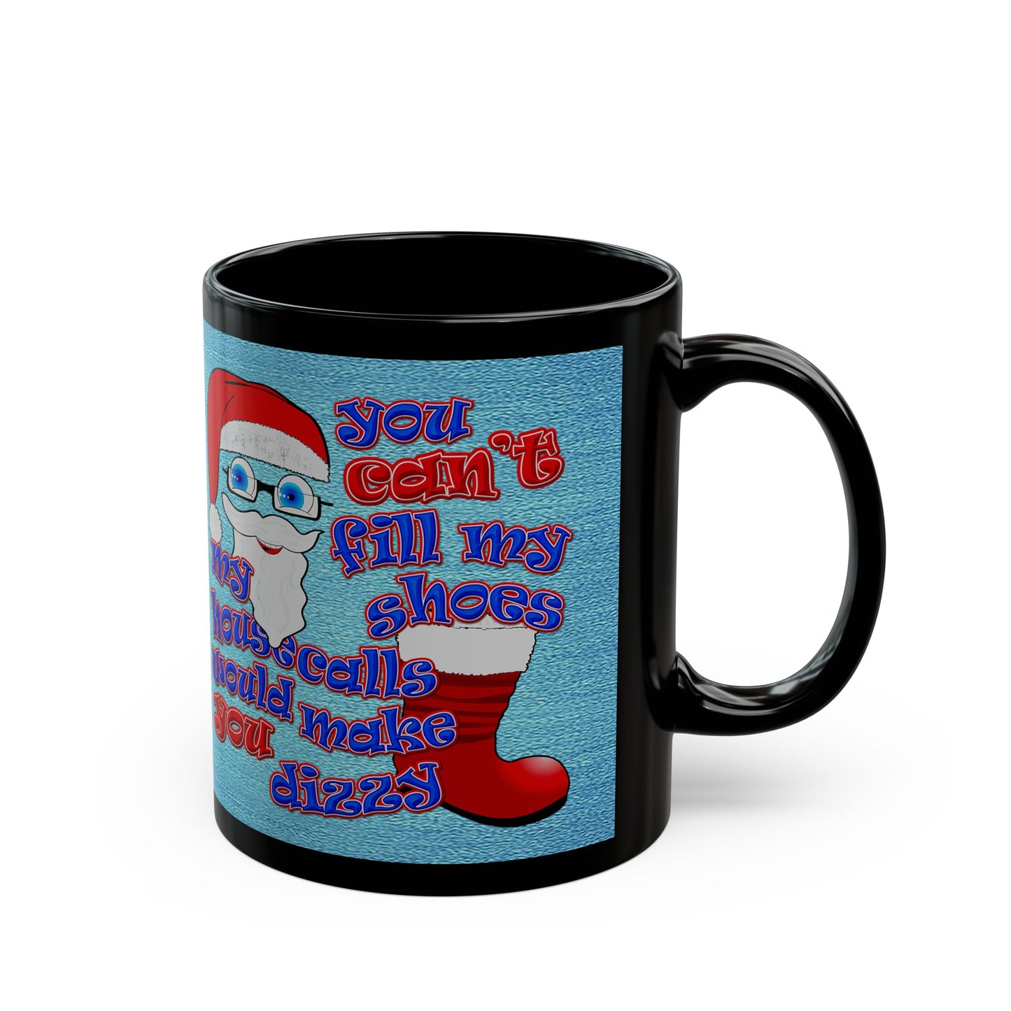 santa's shoes - Black Mug (faded dark blue)