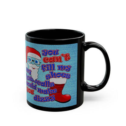 santa's shoes - Black Mug (faded dark blue)