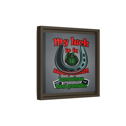 my luck - framed canvas art (grey-light grey)