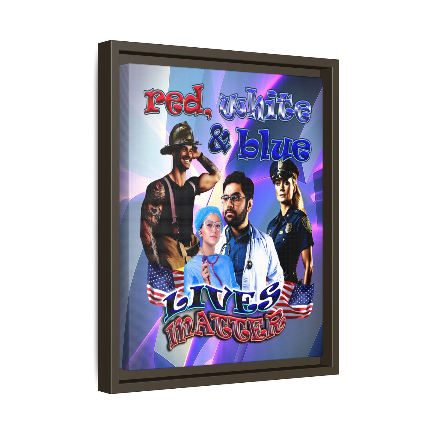 rw&b lives matter - framed canvas art (grey-pink wave)